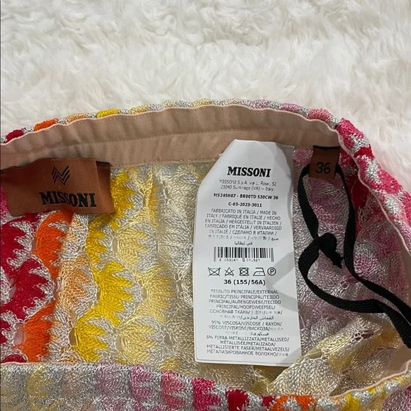Missoni Multicolor Crochet Tiered Mini Skirt - Pink, Yellow, Orange - Picture 2 of 7